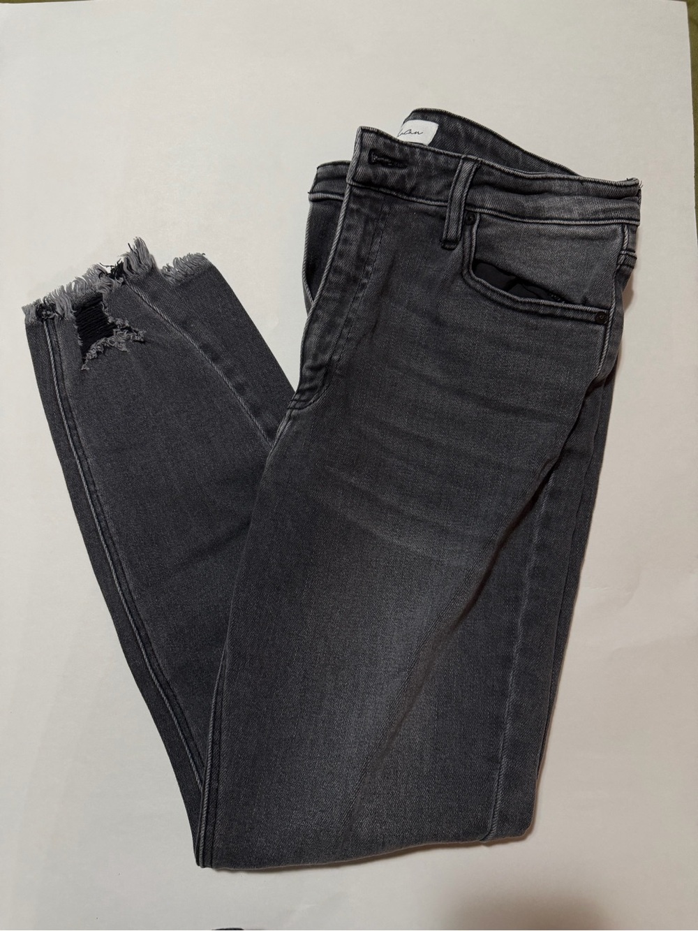 KanCan Charcoal Gray Skinny Jeans with Frayed Hem